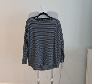 lululemon athletica Black and White Striped Long Sleeve Top